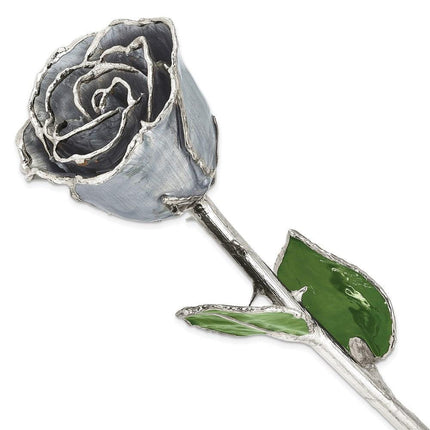 Lacquer Dipped Silver Trim Silver Moonstone Rose ,