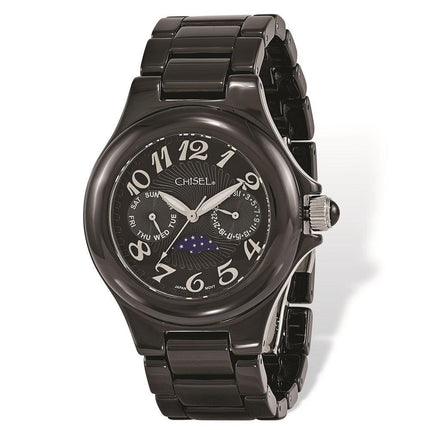 Ladies Chisel Black Ceramic Black Dial Watch ,