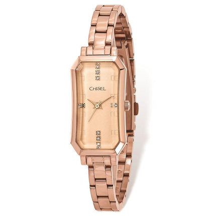 Ladies Chisel Rose IP-plated Stainless Steel Rose Dial Watch ,