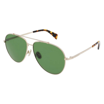 Lanvin Men's Sunglasses - Gold Full Rim Metal Pilot Frame Green Lens | LNV113S 733 ,
