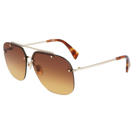 Lanvin Women's Sunglasses - Brown Orange Lens Gold Rimless Pilot Frame | LNV108S 741 ,