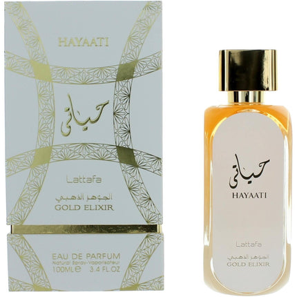 Lattafa Unisex Eau De Parfum Spray - Hayaati Gold Elixir Captivating Fragrance, 3.4 oz ,