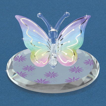 Lavender Rainbow Butterfly Glass Figurine ,