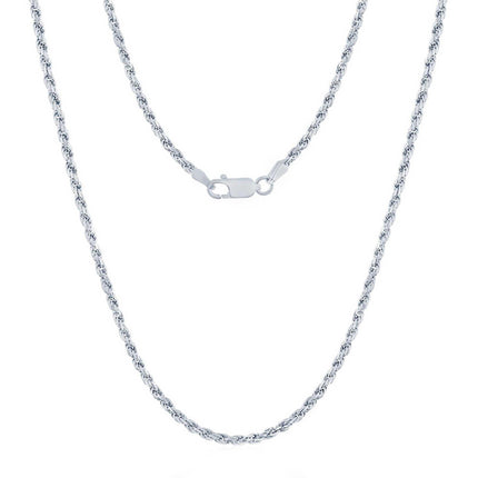 Men's Chain - Rhodium Plated Silver 2.3mm Rope, 18 Inch | RPR-50-18 ,