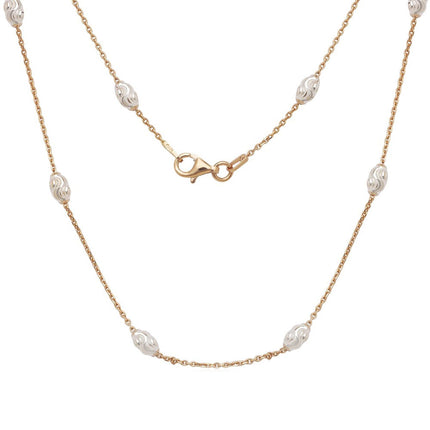 Women's Chain - Rose Diamond Cut Oval Moon Bead, 18 Inch | Q-5459-18 ,