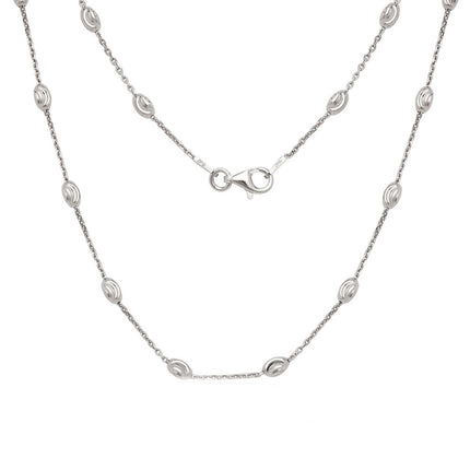 Women's Chain - Silver Diamond Cut Oval Moon Bead, 18 Inch | Q-5469-18 ,