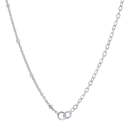Women's Chain - Silver Half Cable and Beads Design, 16 Inch | Q-5754-16 ,