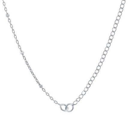 Women's Chain - Silver Half Curb and Square Beads, 18 Inch | Q-5750-18 ,