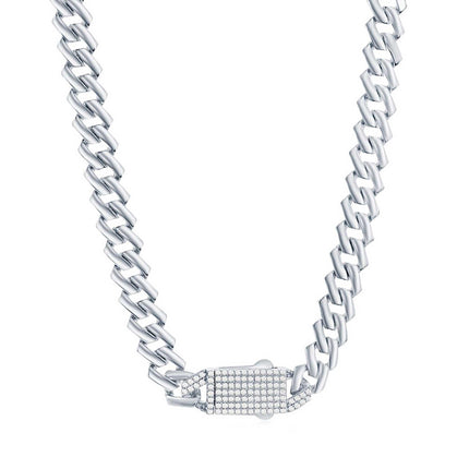 Women's Chain - Sterling Silver Micro Pave CZ Lock Monaco | Q-5730-7.5 ,