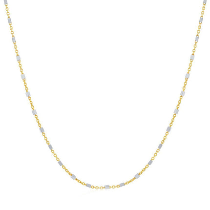 Women's Chain - Two Tone Sterling Silver Square Beads Shape | Q-5743-18 ,