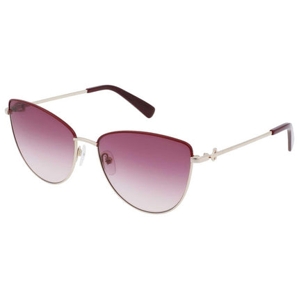 Longchamp Women's Sunglasses - Metal Gold/Wine Cat Eye Full Rim Frame | LO152S 721 ,