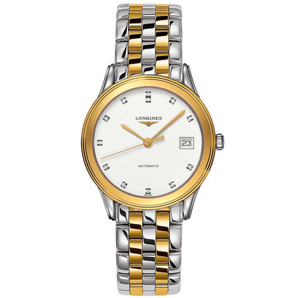 Longines Men's Automatic Watch - Flagship Two Tone Steel Bracelet Diamond | L47743277 ,