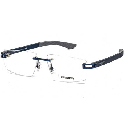 Longines Men's Eyeglasses - Clear Demo Lens Shiny Blue Rimless Frame | LG5007-H 090 ,