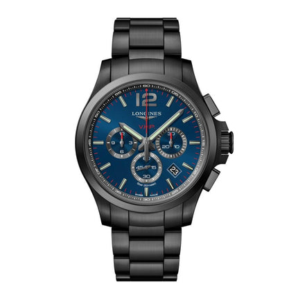 Longines Men's Watch - Conquest V.H.P. Chrono Black Bracelet Blue Dial | L37272966 ,