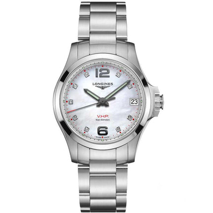 Longines Women's Watch - Conquest V.H.P. Diamond White MOP Dial Bracelet | L33164876 ,