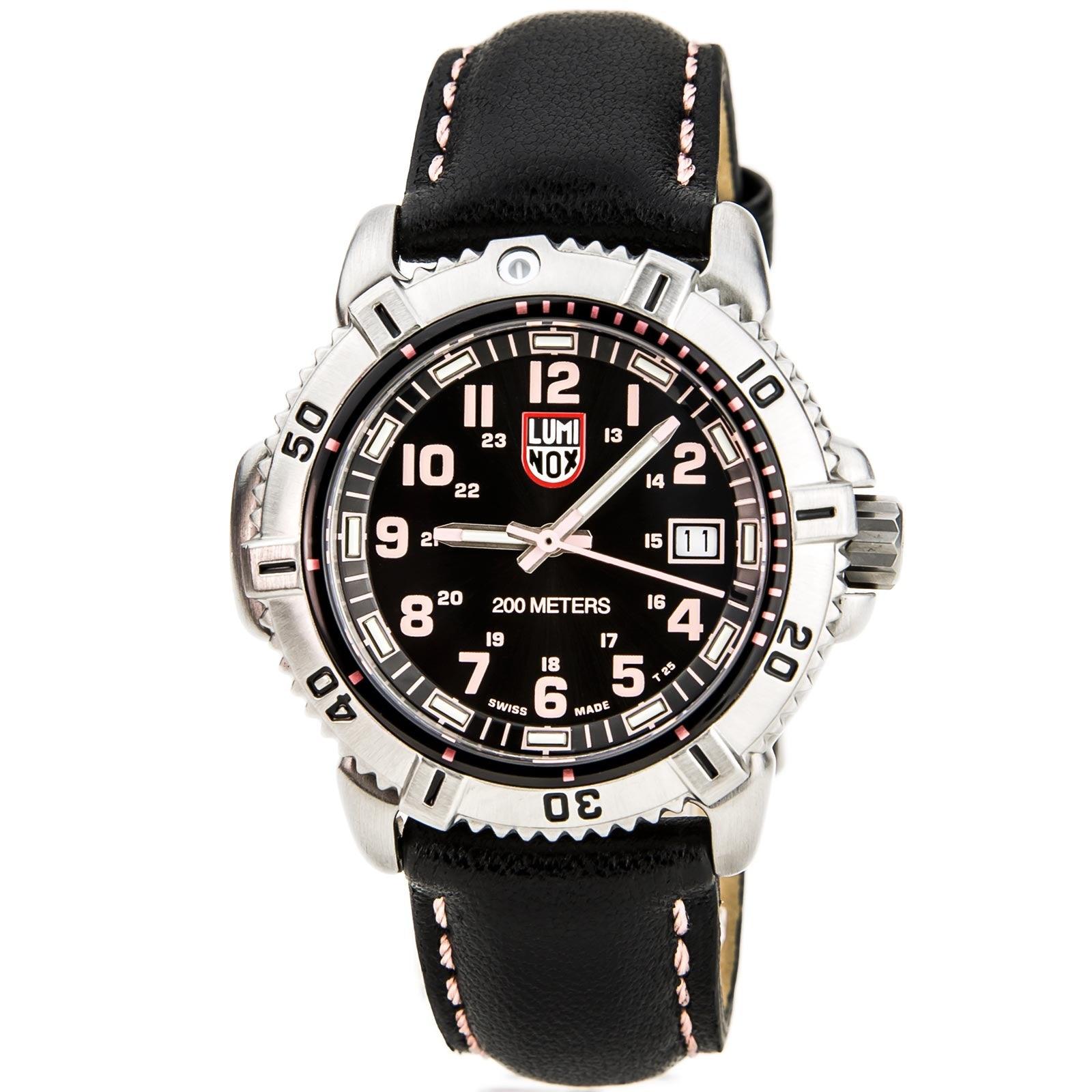 Luminox 7261 Women s Colormark Black Dial Leather Strap Watch