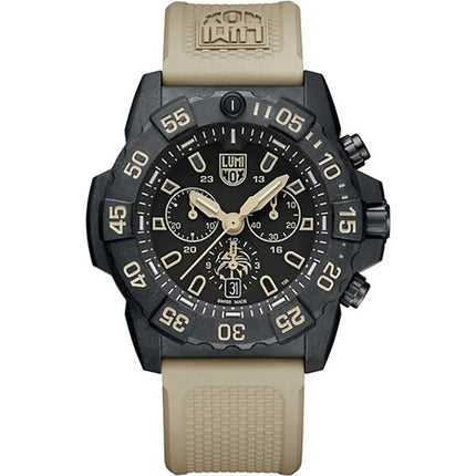 Luminox Men's Chronograph Watch - Navy Seal Black Dial Beige Strap | 3590.NSF.SET ,