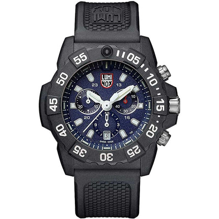 Luminox Men's Chronograph Watch - Navy Seal Blue Dial Black Rubber Strap | 3583 ,