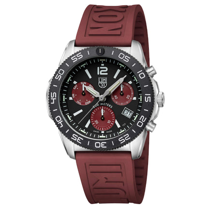 Luminox Men's Chronograph Watch - Pacific Diver Black/Crimson Dial Strap | XS.3155.1 ,