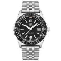Luminox Men's Quartz Watch - Pacific Diver Ripple Black Dial Silver Bracelet | 3122.M ,