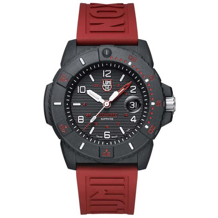 Luminox Men's Watch - Navy Seal Date Display Black Dial Red Rubber Strap | XS.3615.RF ,