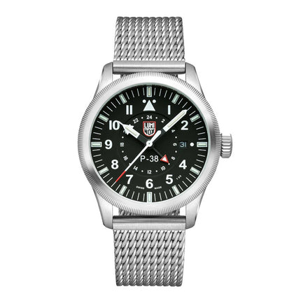Luminox Men's Watch - P-38 Lightning Date Display Silver Mesh Bracelet | XA.9522 ,