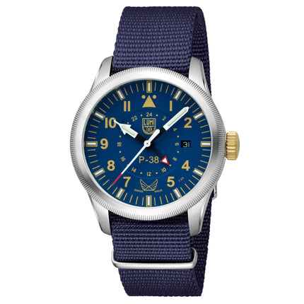 Luminox Men's Watch - Volition America P-38 Lightning Blue Dial Strap | XA.9521.VOL ,