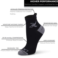 LxsGo ACTIVE Ankle Sport Compression Running Socks for Men & Women 2 Pairs Black & White ,