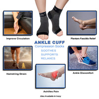 LxsGo ACTIVE Compression Ankle Foot Sleeves 1 Pair Black ,