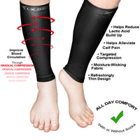LxsGo ACTIVE Compression Calf Sleeves Black ,