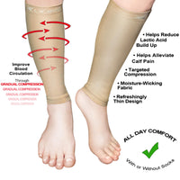 LxsGo ACTIVE Compression Calf Sleeves Nude ,