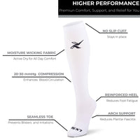 LxsGo ACTIVE Compression Socks for Men & Women 1 Pair White ,