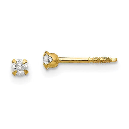 Madi K Kid's 14k 2.25mm CZ Baby Earrings ,