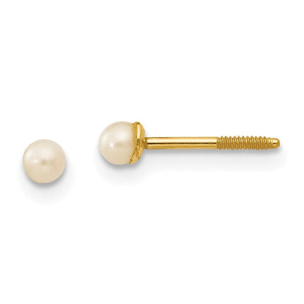 Madi K Kid's 14k  2-3mm Button Freshwater Cultured Pearl Screwback Post Earrings ,