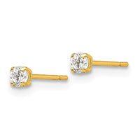 Madi K Kid's 14k 2.5mm Round CZ Basket Set Stud Earrings ,