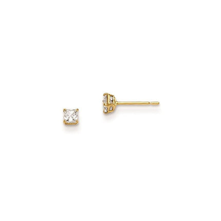 Madi K Kid's 14k 2.5mm Square CZ Basket Set Stud Earrings ,
