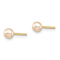 Madi K Kid's 14k 3-4mm Pink Button Freshwater Cultured Pearl Stud Post Earrings ,