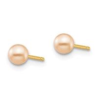 Madi K Kid's 14k 3-4mm Pink Round Freshwater Cultured Pearl Stud Post Earrings ,