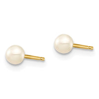 Madi K Kid's 14k  3-4mm White Button Freshwater Cultured Pearl Stud Post Earrings ,