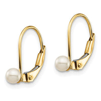 Madi K Kid's 14K 3-4mm White Round FW Cultured Pearl Leverback Earrings ,