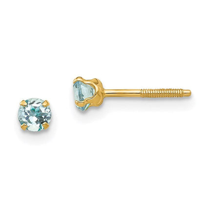 Madi K Kid's 14k 3mm Aquamarine Earrings ,