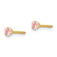 Madi K Kid's 14k 3mm Pink CZ Earrings ,