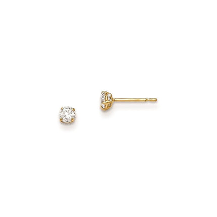 Madi K Kid's 14k  3mm Round CZ Basket Set Stud Earrings ,