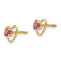 Madi K Kid's 14k 3mm Ruby Birthstone Heart Earrings ,