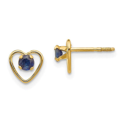 Madi K Kid's 14k 3mm Sapphire Birthstone Heart Earrings ,