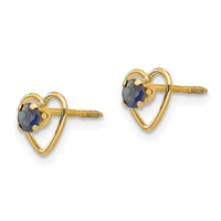 Madi K Kid's 14k 3mm Sapphire Birthstone Heart Earrings ,