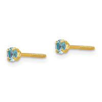 Madi K Kid's 14k 3mm Synthetic Blue Zircon Birthstone Earrings ,