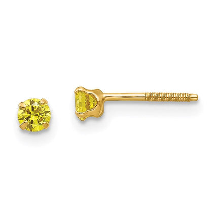 Madi K Kid's 14k 3mm Synthetic Citrine Earrings ,