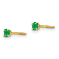 Madi K Kid's 14k 3mm Synthetic Emerald Birthstone Earrings ,