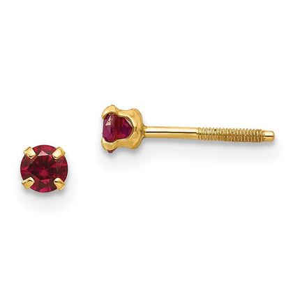 Madi K Kid's 14k  3mm Synthetic Garnet Earrings ,